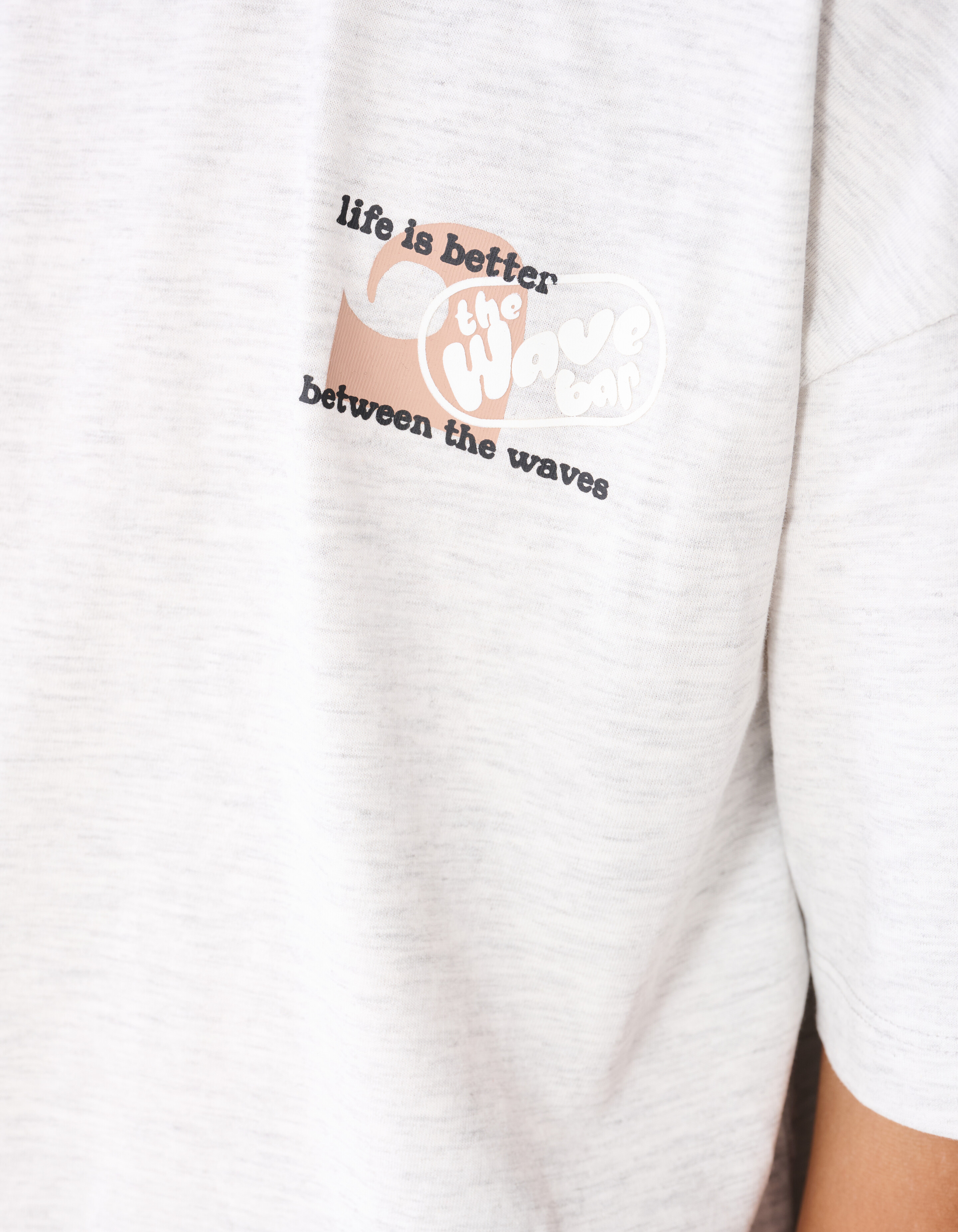 Oversized Waves Artwork T-shirt Lichtgrijs SHOEBY BOYS