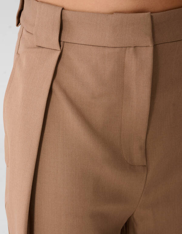 Woven Detailed Broek Bruin SHOEBY WOMEN