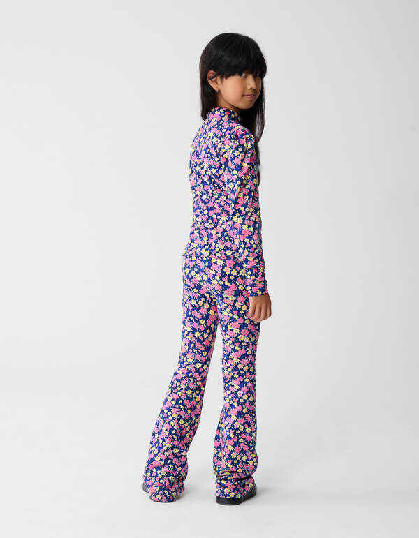 Flower Flared Fit Broek Donkerblauw/Roze SHOEBY GIRLS
