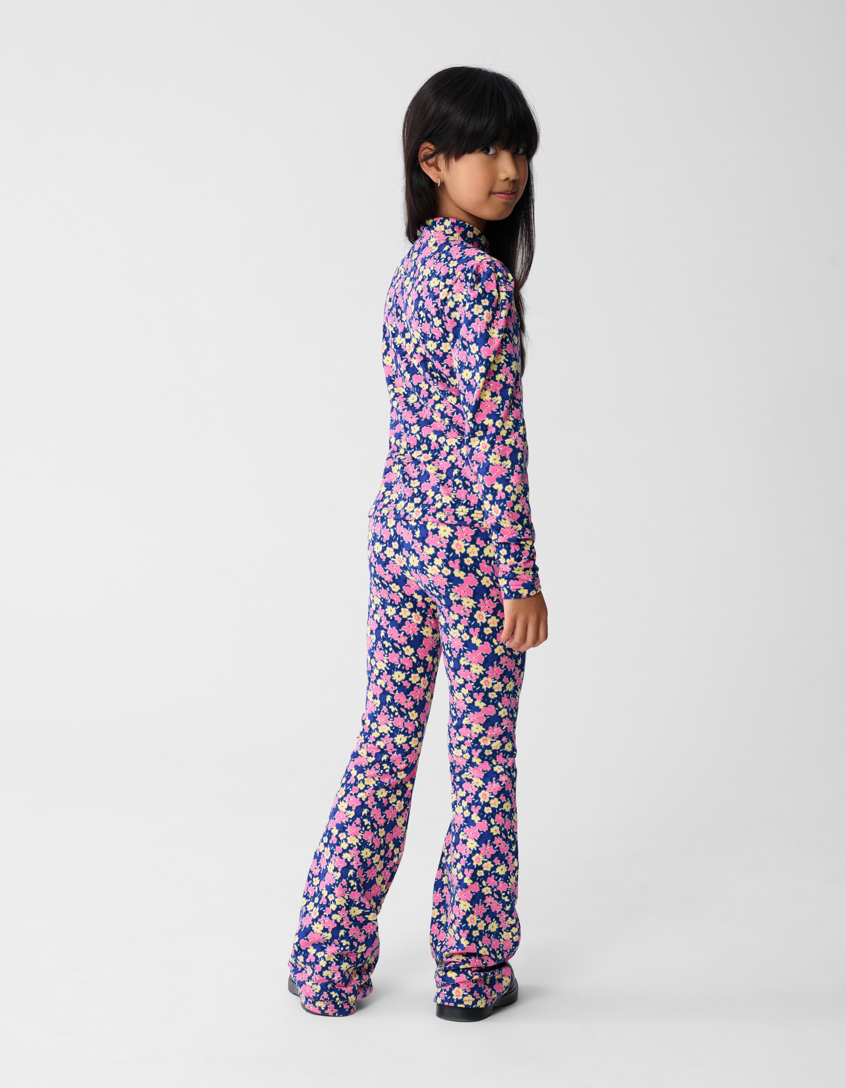 Flower Flared Fit Broek Donkerblauw/Roze SHOEBY GIRLS