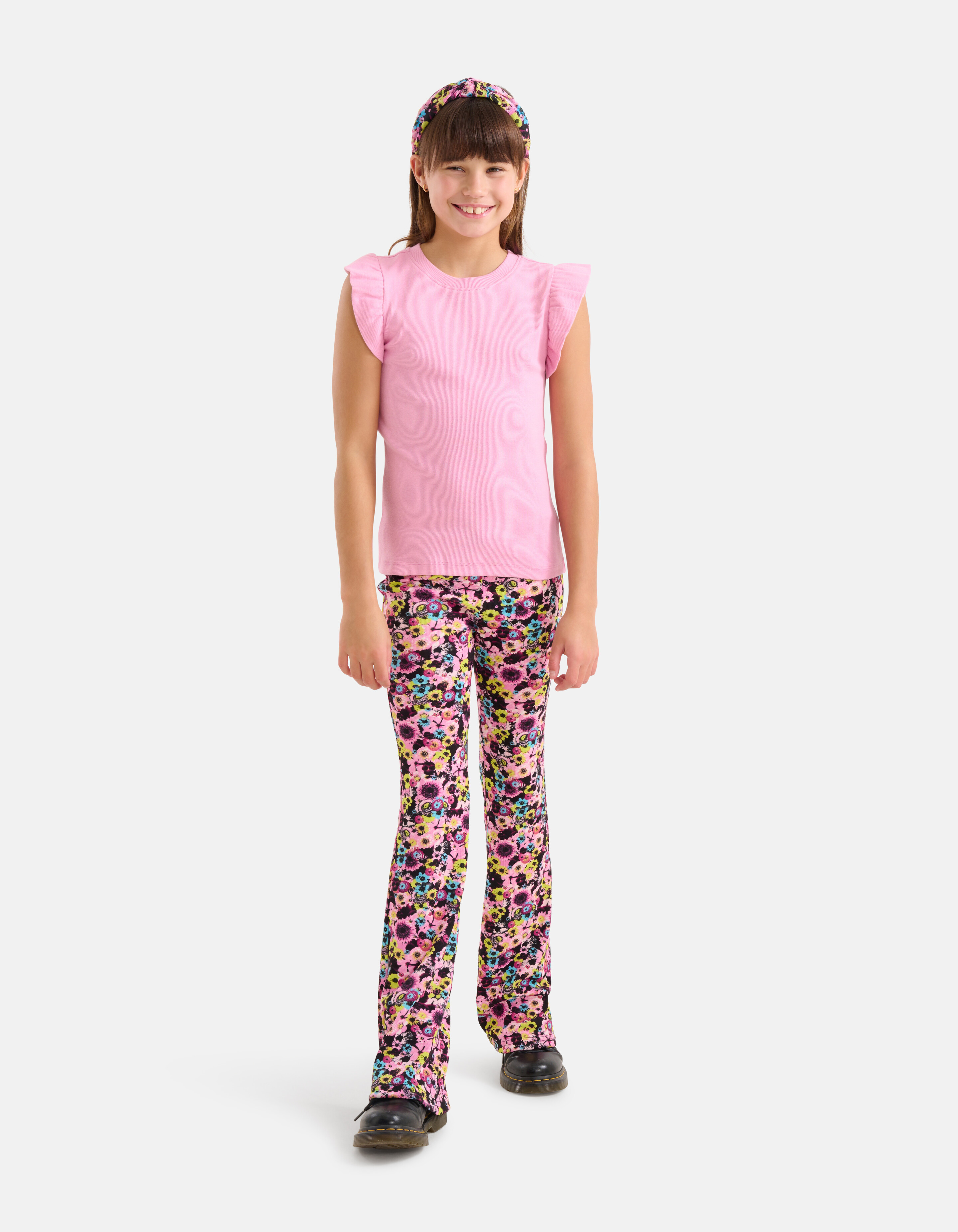 Ruffle Rib Top Roze SHOEBY GIRLS