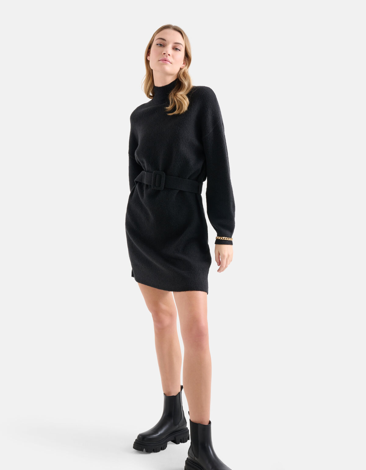 Trui Jurk Met Riem Zwart SHOEBY WOMEN