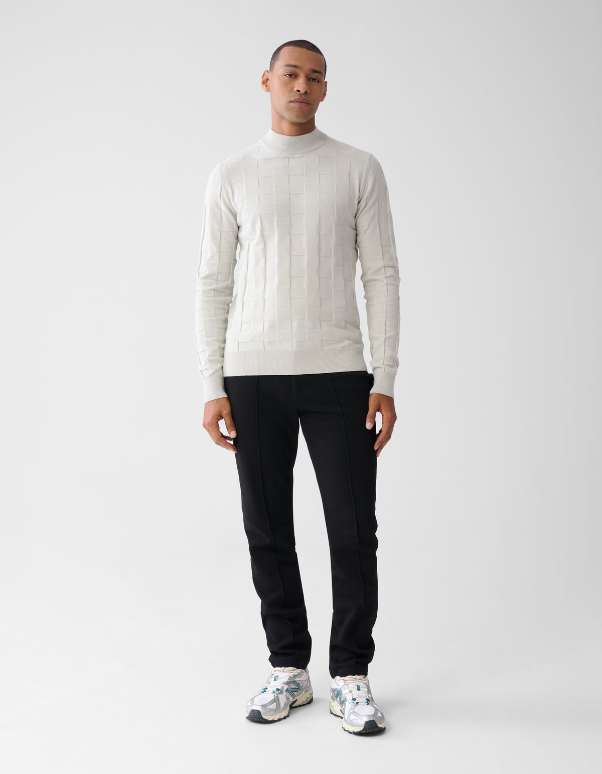 Pied De Poule Trui Lichtgrijs SHOEBY MEN