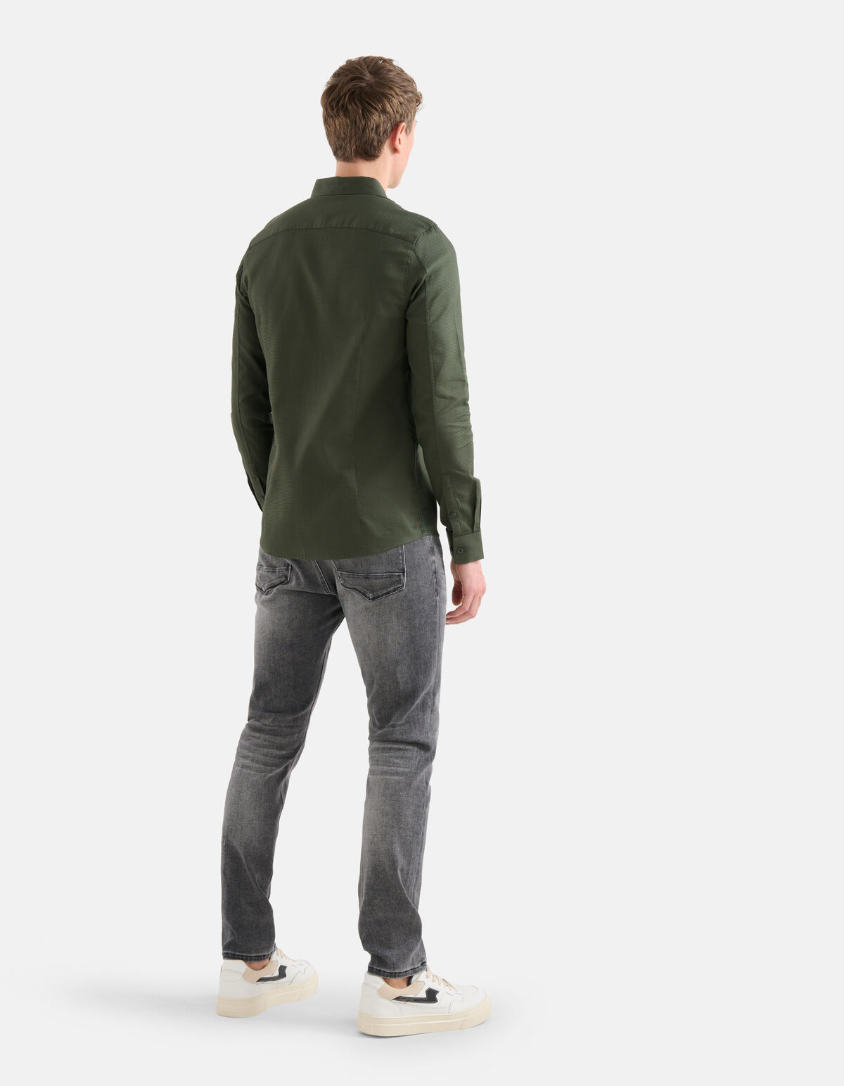 Waffle Overhemd Donkergroen SHOEBY MEN