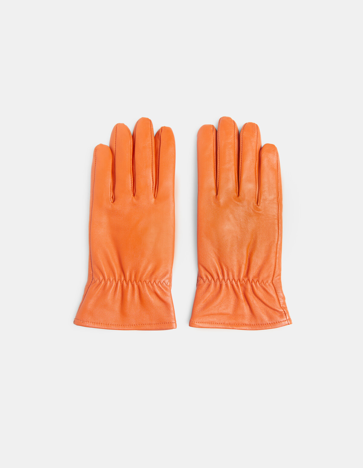 Orange Leren Handschoenen