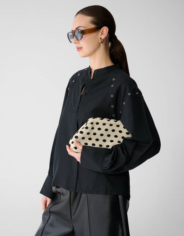 Knitted Dot Clutch Gebroken Wit SHOEBY ACCESSOIRES
