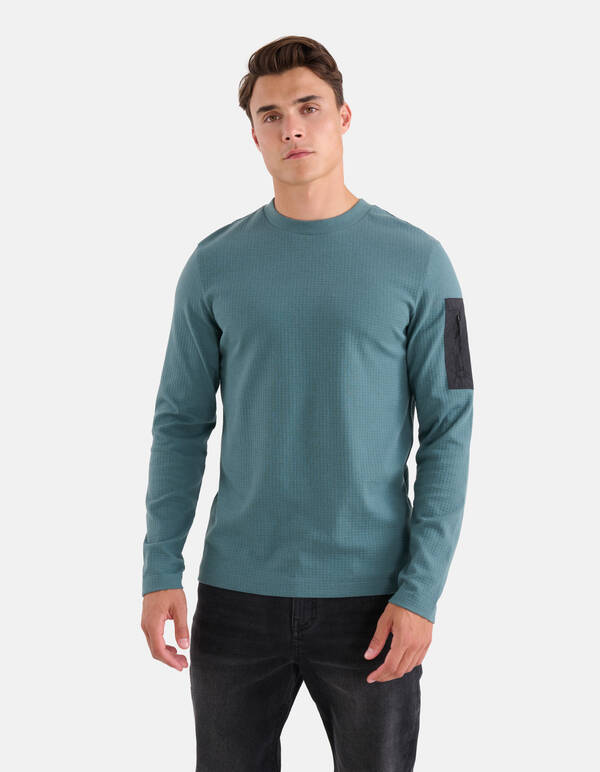 Jersey Structuur Longsleeve Blauw SHOEBY MEN