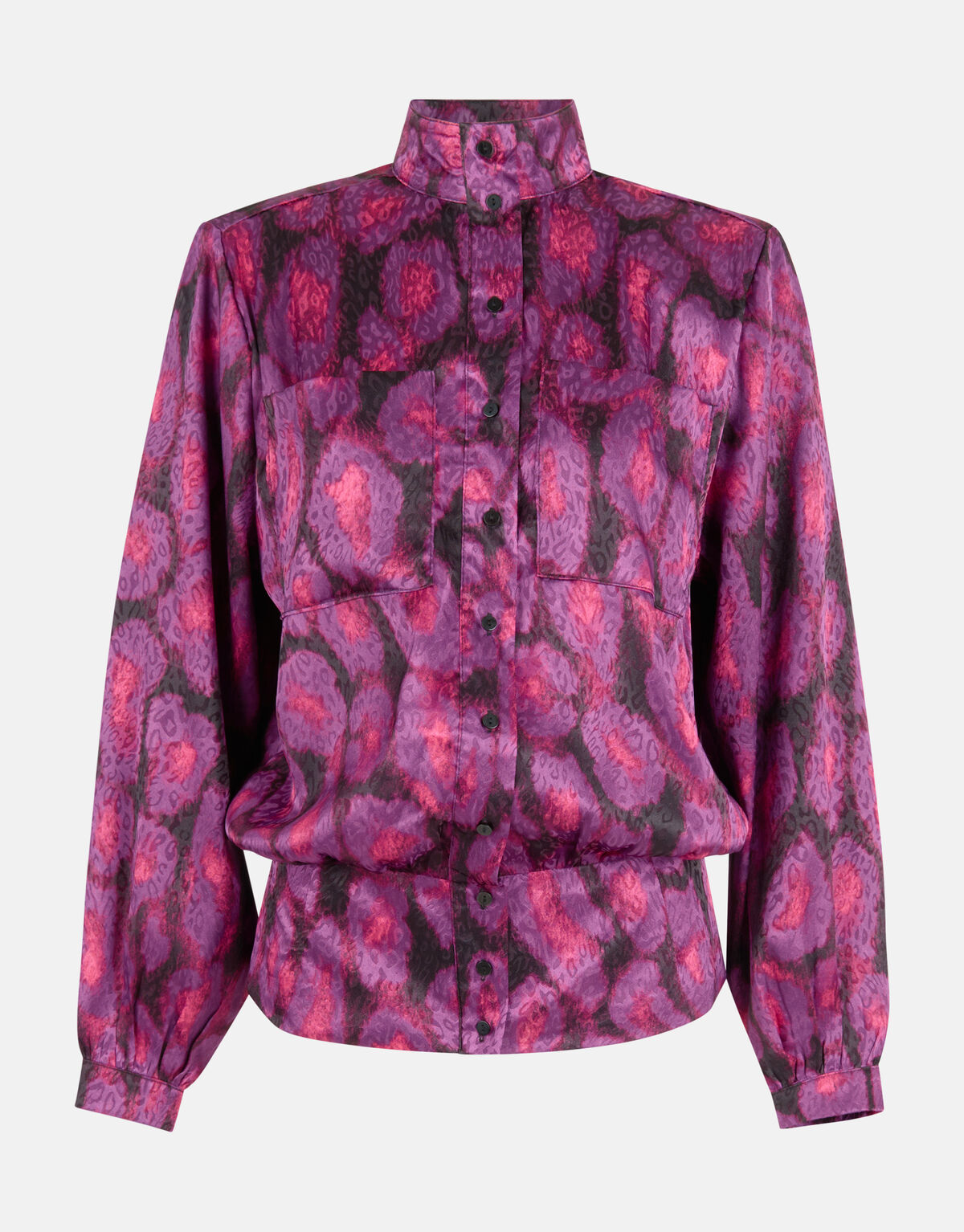 Satijnen Schoudervulling Blouse Paars EKSEPT