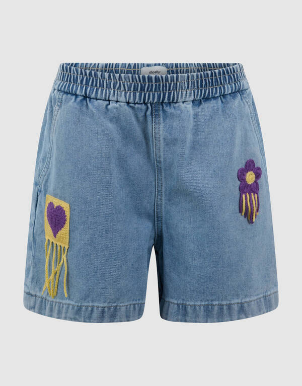 Crochet Denim Short Blauw SHOEBY GIRLS