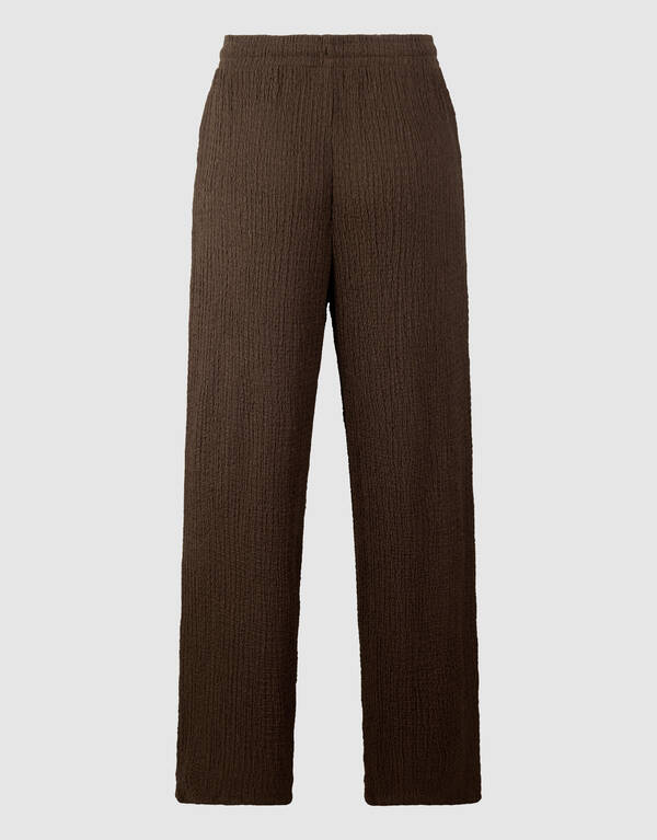 Crinkle Wide Leg Fit Broek Bruin SHOEBY WOMEN