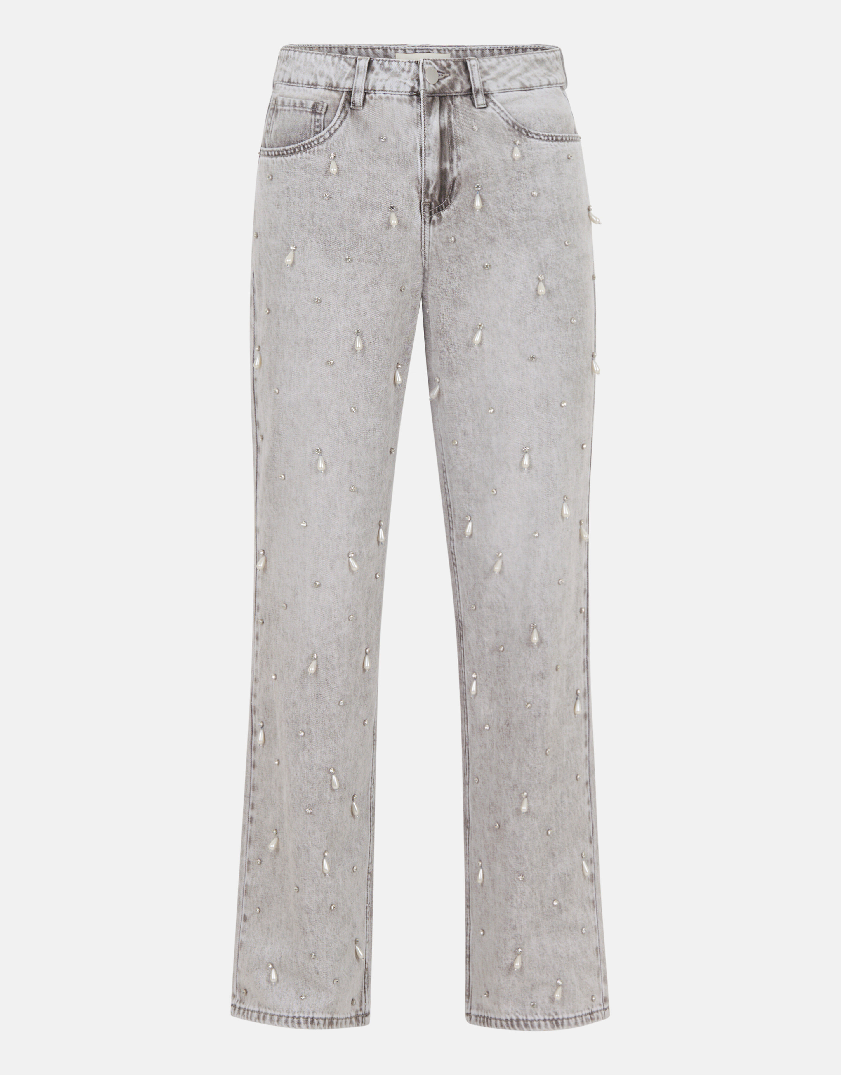 Embellished Straight Fit Jeans Lichtgrijs SHOEBY WOMEN