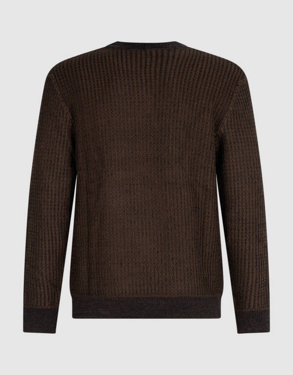 Waffle Crewneck Trui Donkerbruin SHOEBY MEN