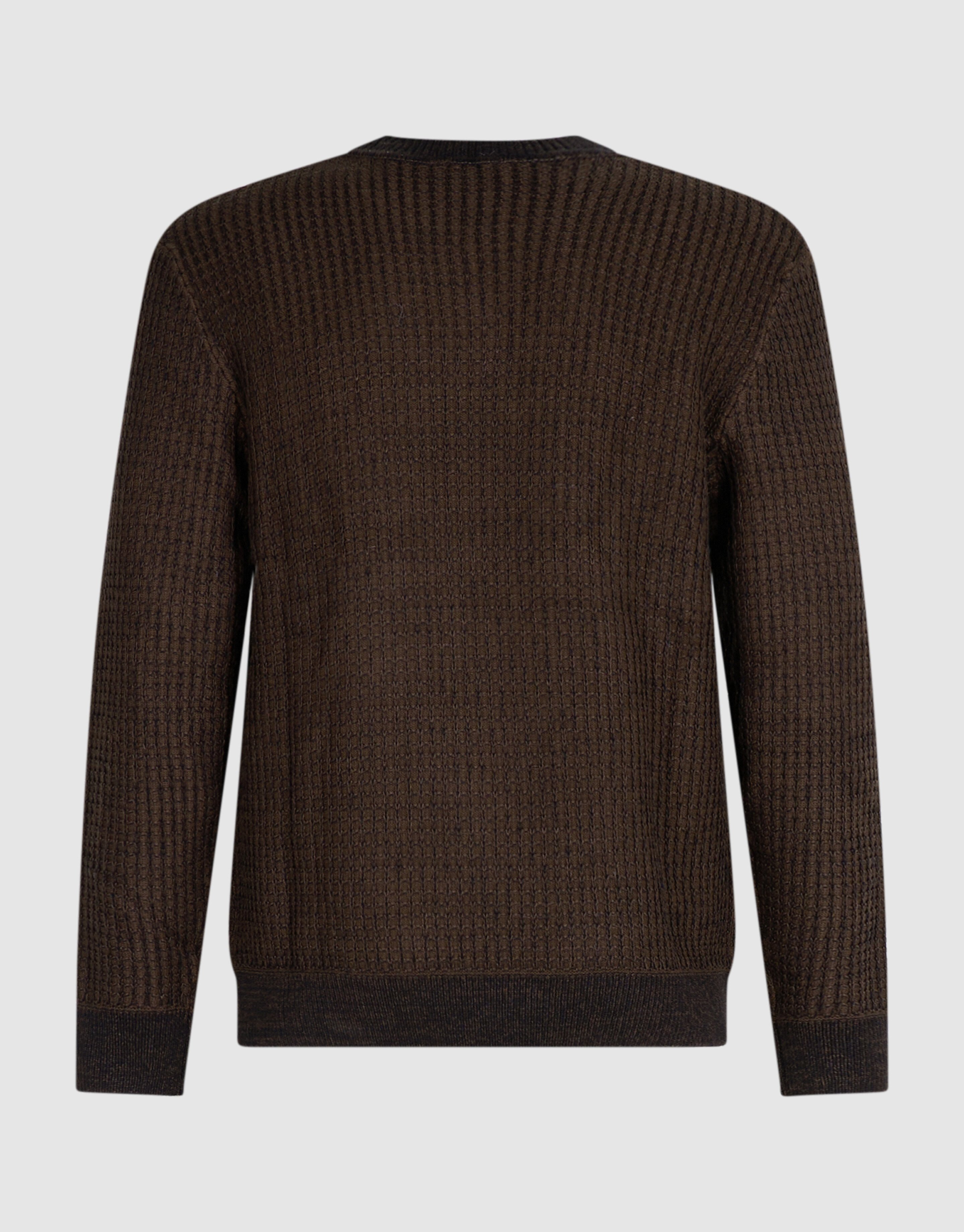 Waffle Crewneck Trui Donkerbruin SHOEBY MEN
