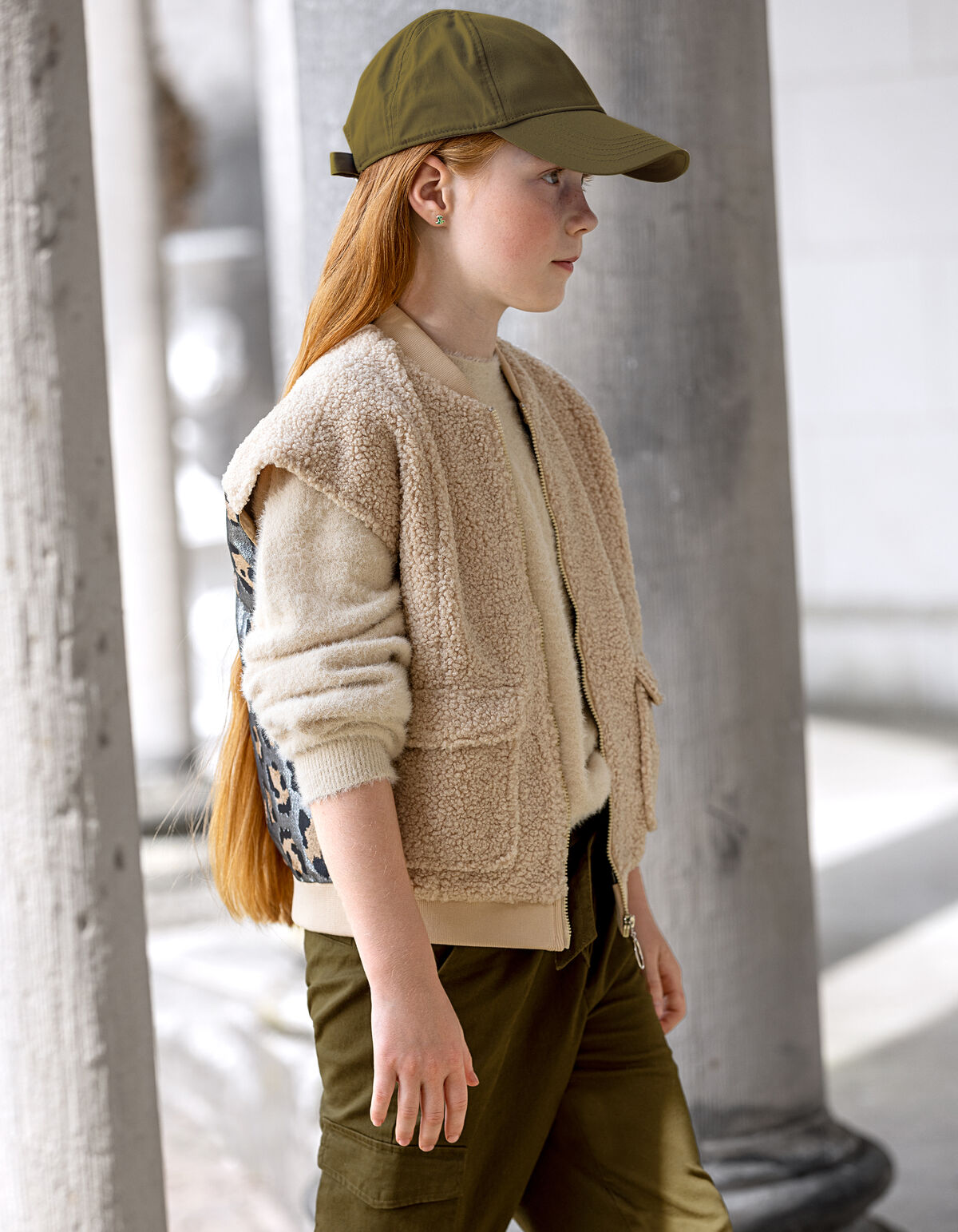 Leopard Teddy Gilet Gebroken Wit SHOEBY GIRLS