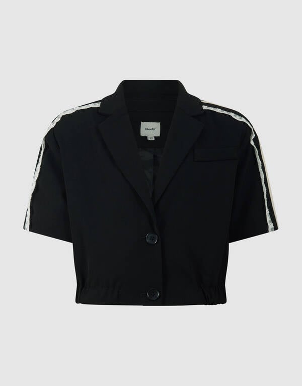 Cropped Kanten Blazer Zwart SHOEBY GIRLS