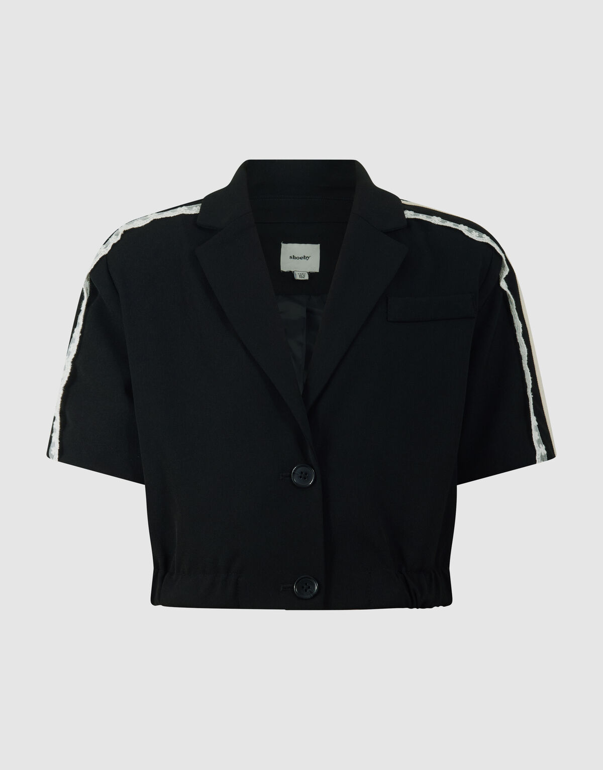 Cropped Kanten Blazer Zwart SHOEBY GIRLS