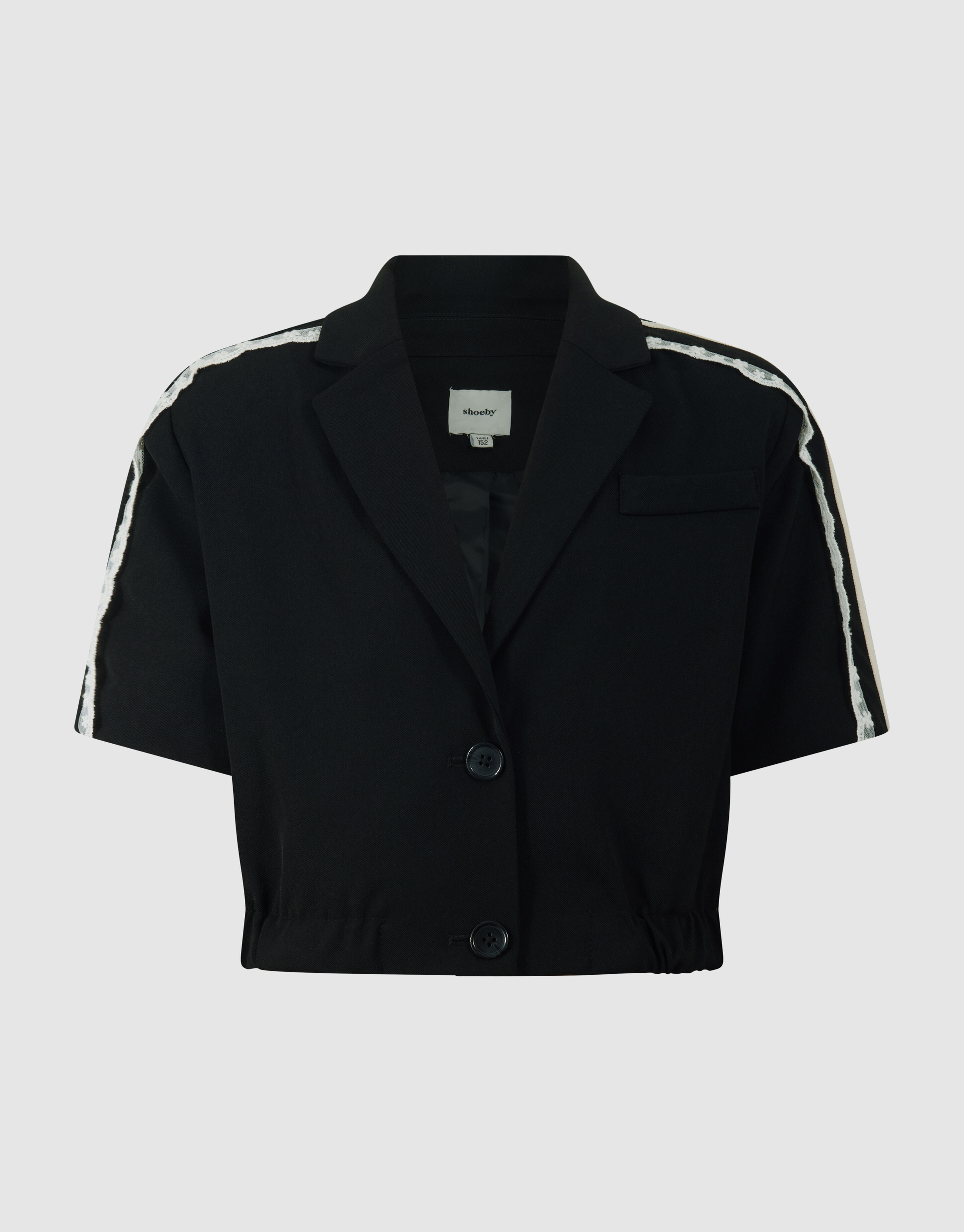 Cropped Kanten Blazer Zwart SHOEBY GIRLS