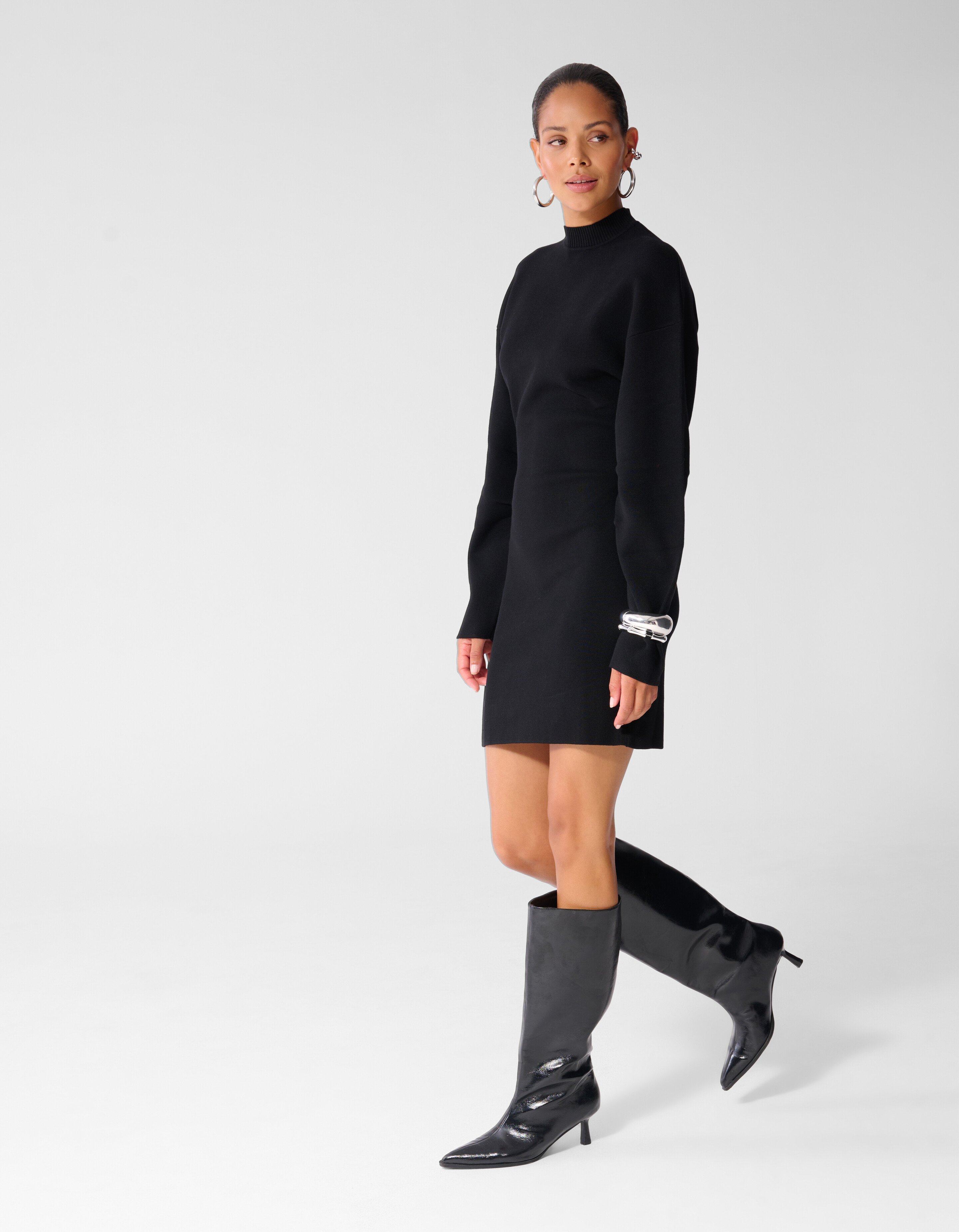 Balloon Sleeve Jurk Zwart SHOEBY WOMEN