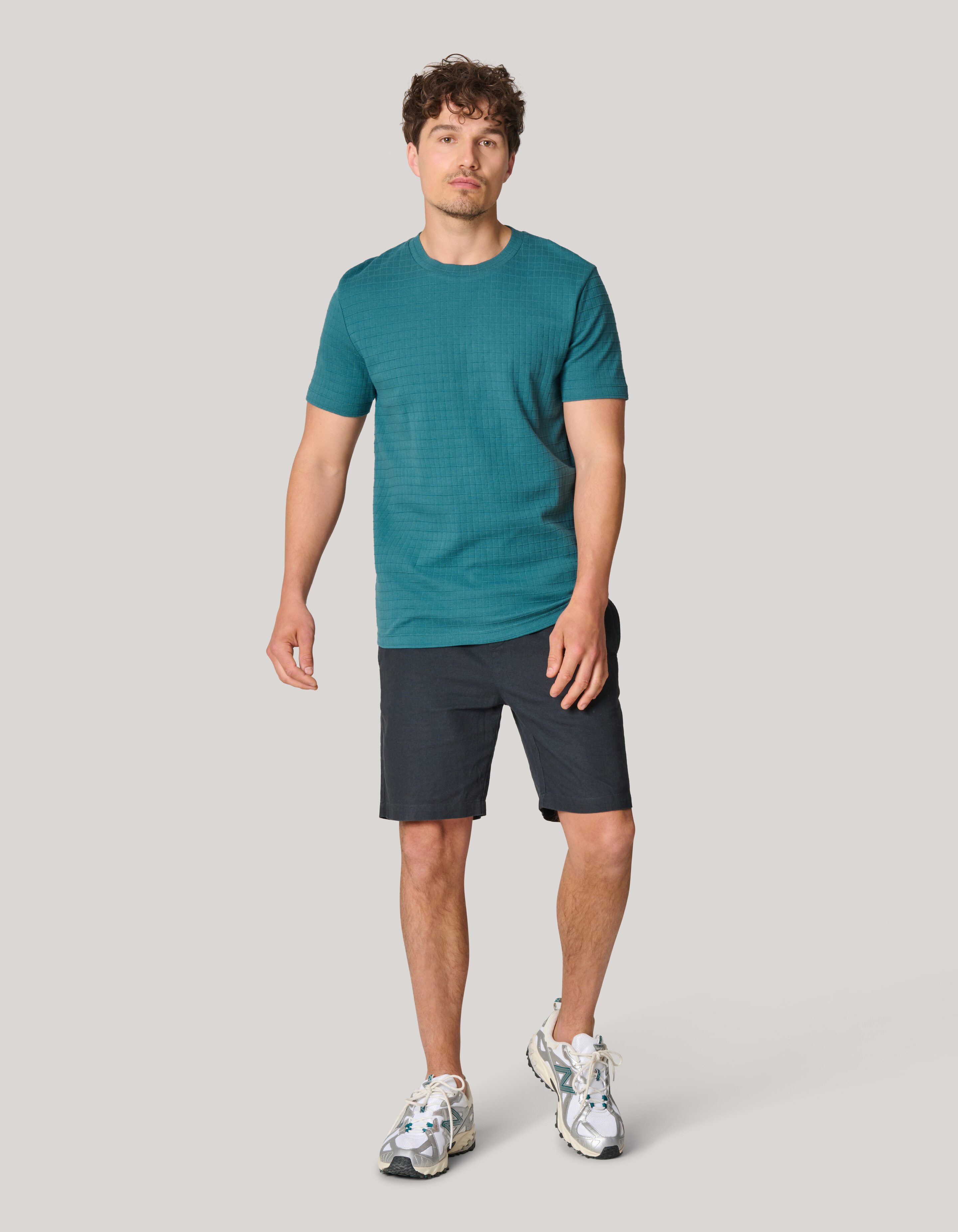 Structuur T-shirt Turquoise SHOEBY MEN
