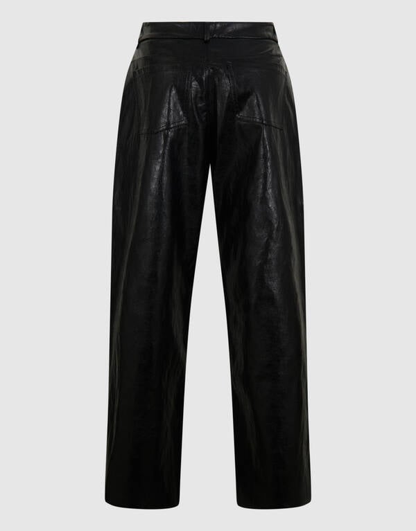 Vegan Leren Straight Fit Broek Zwart SHOEBY WOMEN