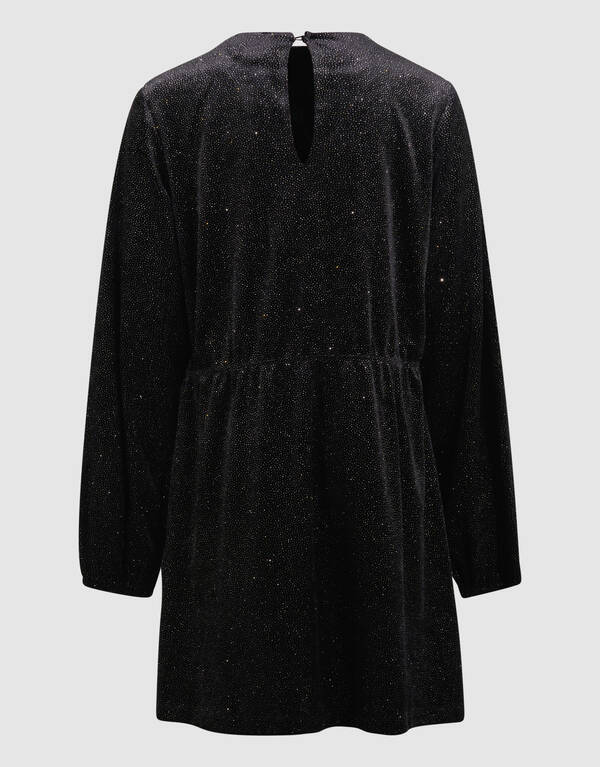 Velvet Strik Mini Jurk Zwart SHOEBY GIRLS