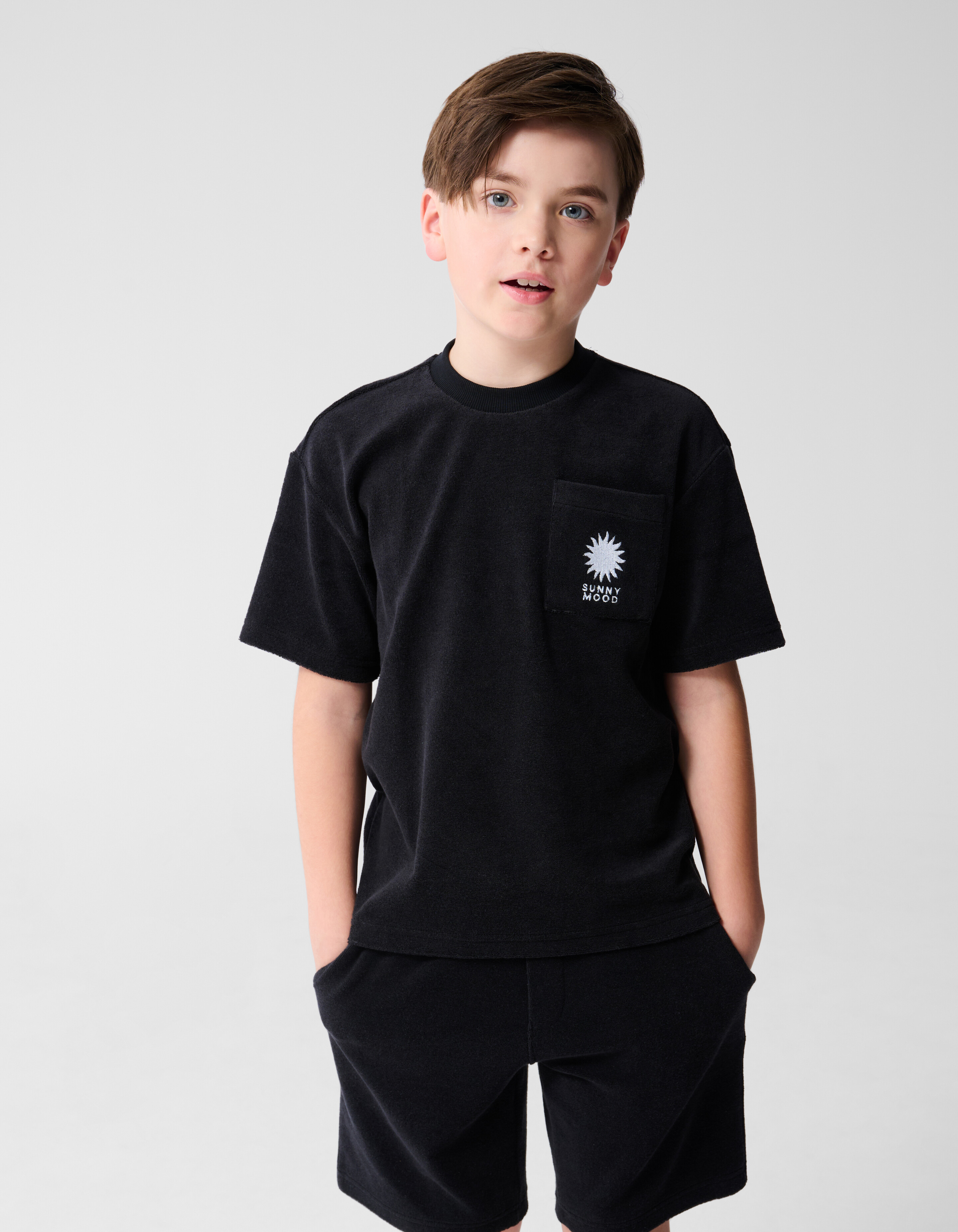 Towling T-shirt Zwart SHOEBY BOYS