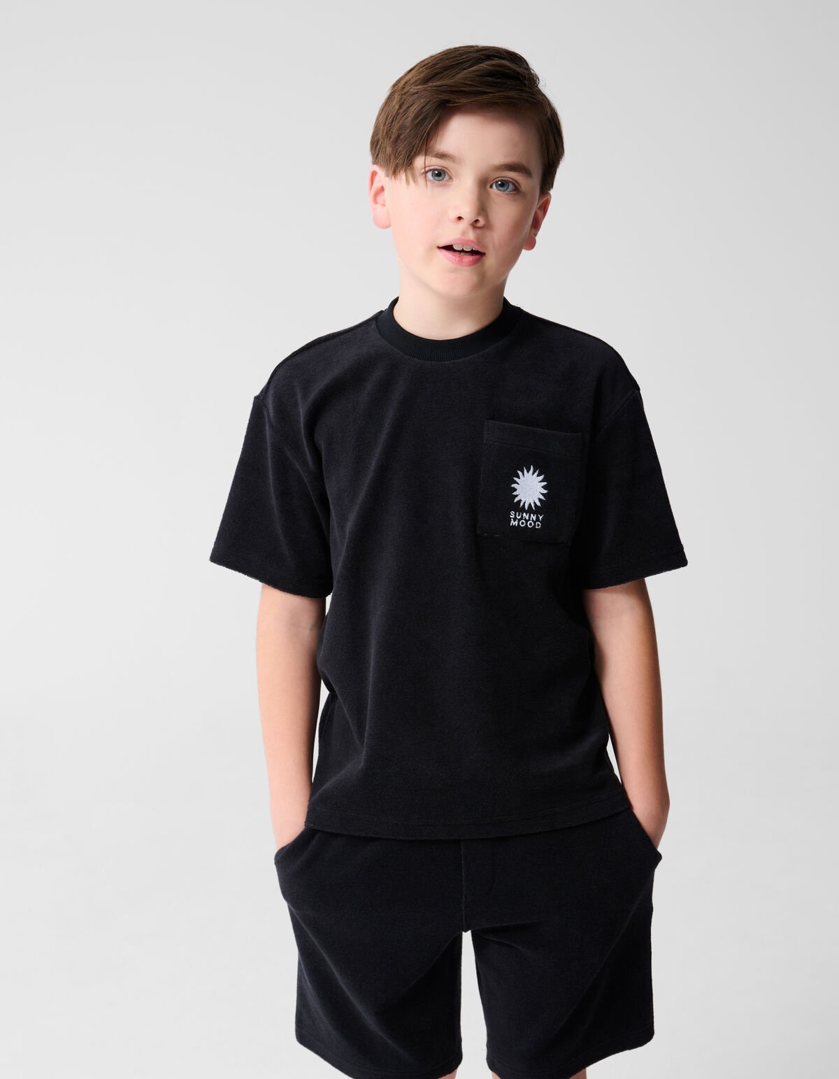 Towling T-shirt Zwart SHOEBY BOYS