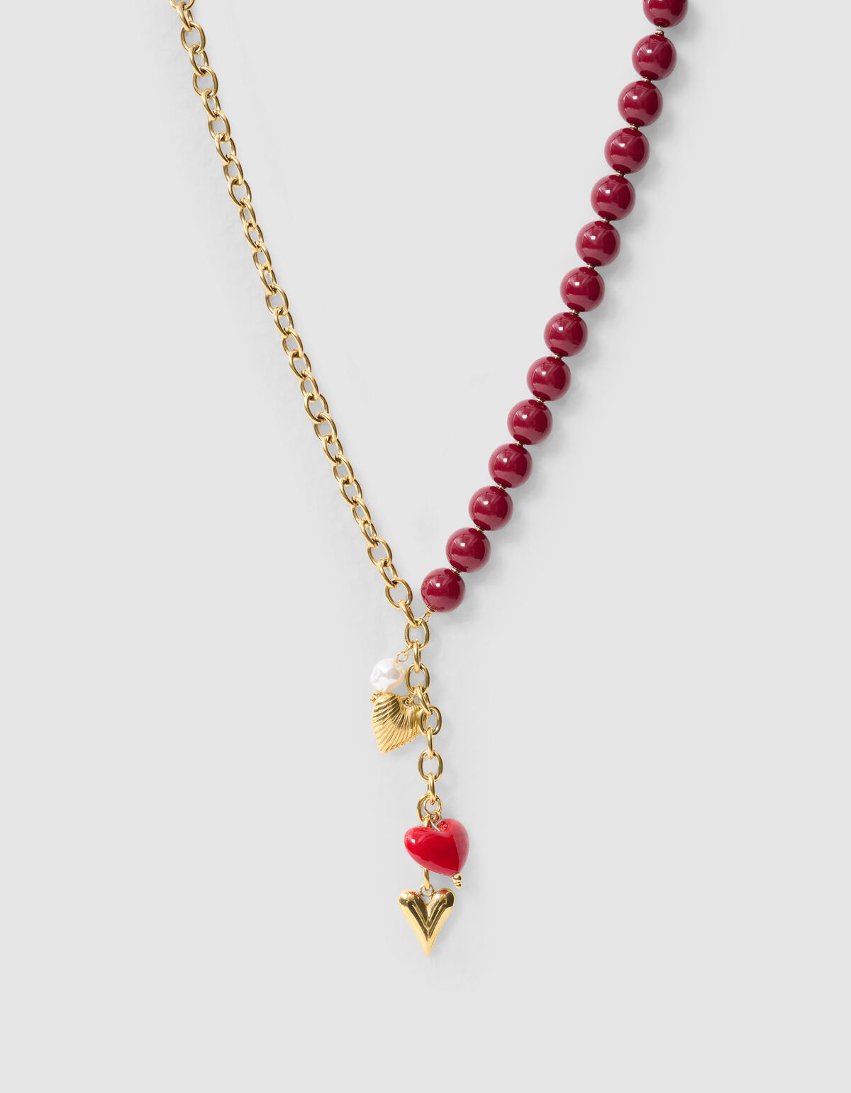 Beaded Charm Ketting Donkerrood SHOEBY ACCESSOIRES