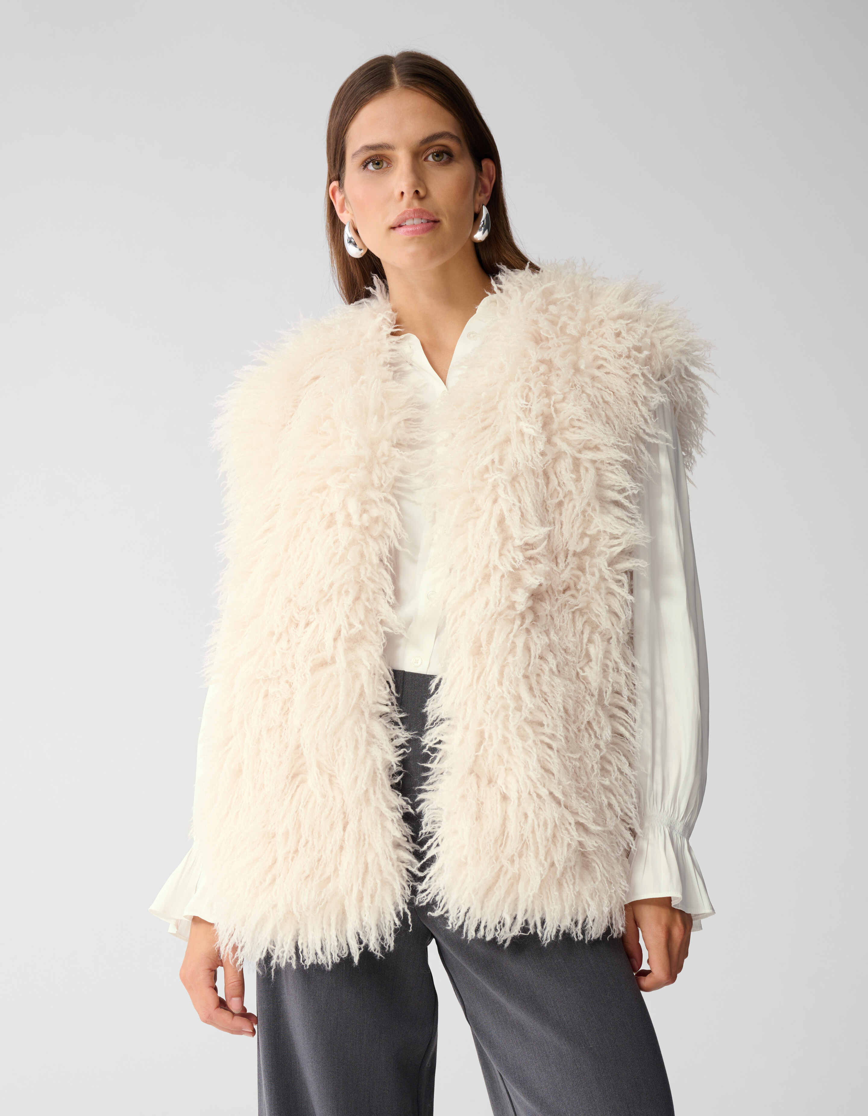 Oversized Teddy Gilet Gebroken Wit SHOEBY WOMEN