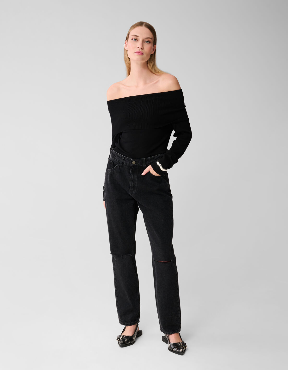 Off Shoulder Trui Zwart SHOEBY WOMEN