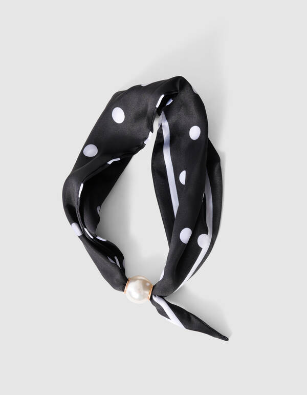 Pearl Dotted Sjaal Ketting Zwart/Wit SHOEBY ACCESSOIRES
