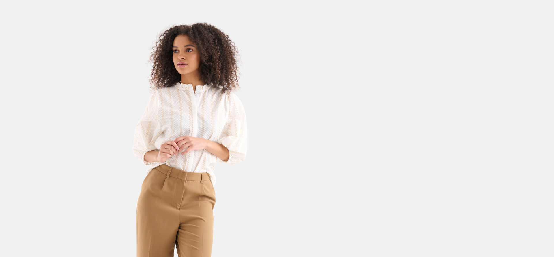 Lurex Detail Blouse Gebroken Wit SHOEBY WOMEN