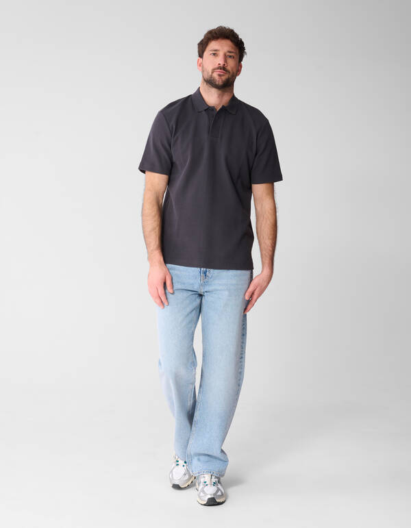 Waffle Polo Donkergrijs SHOEBY MEN