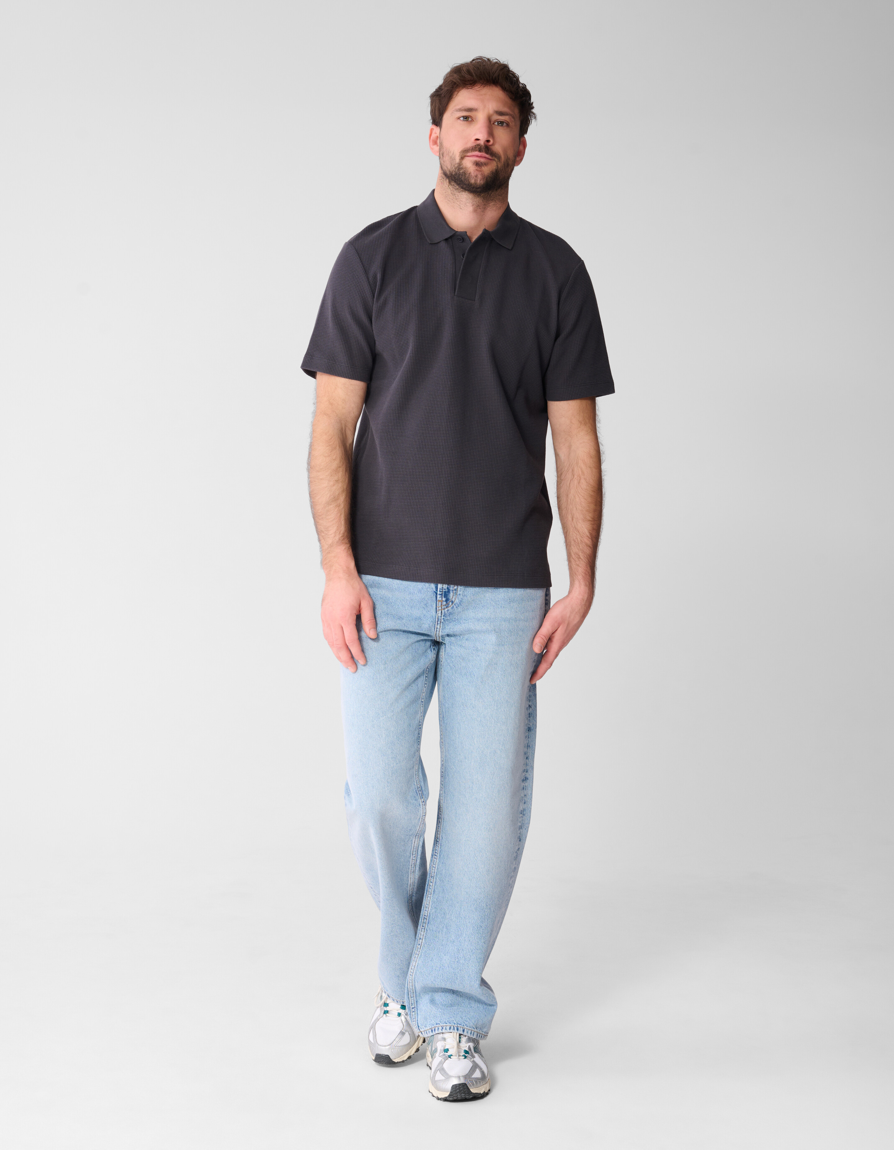 Waffle Polo Donkergrijs SHOEBY MEN