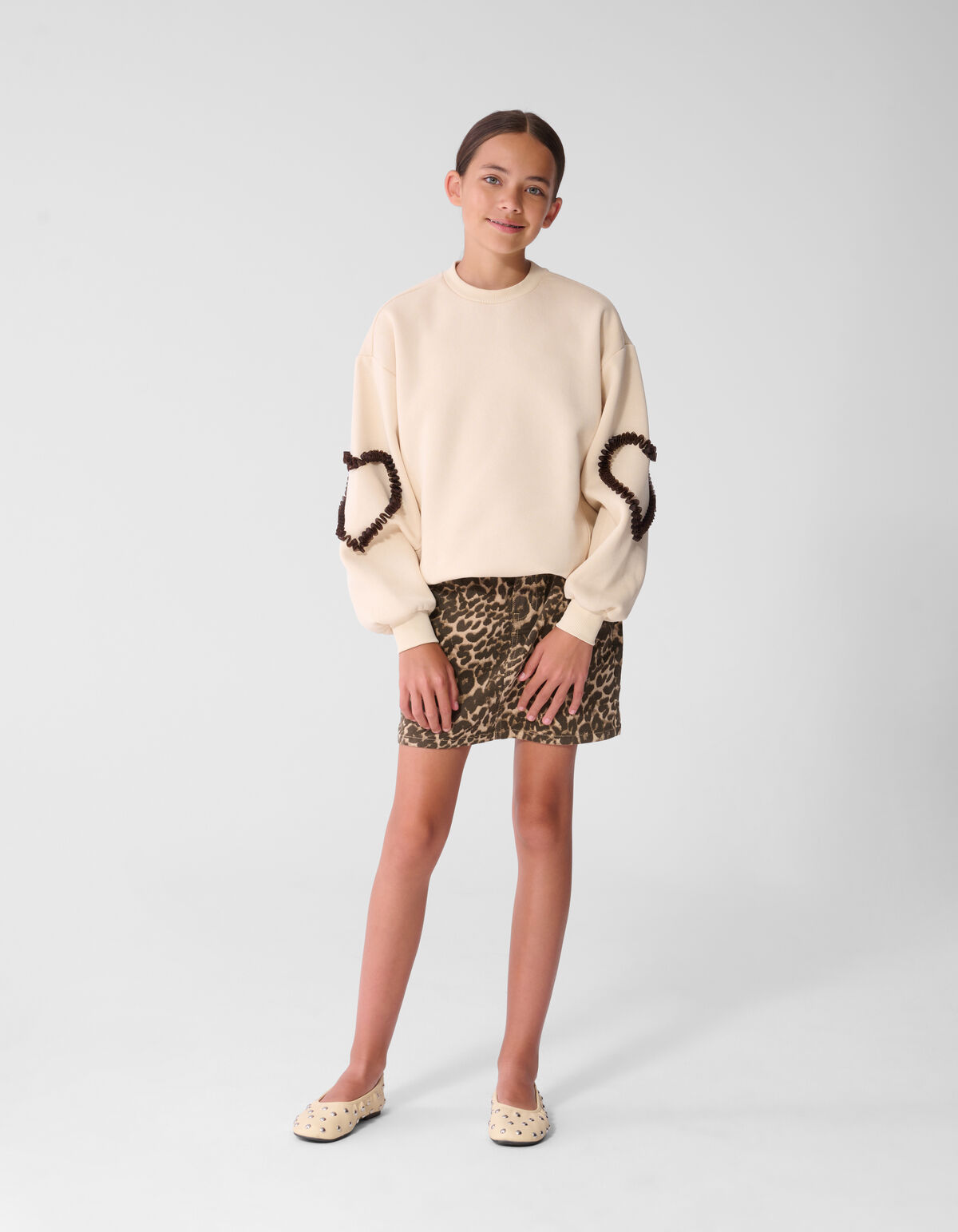 Balloon Fit Heart Sweater Gebroken Wit SHOEBY GIRLS