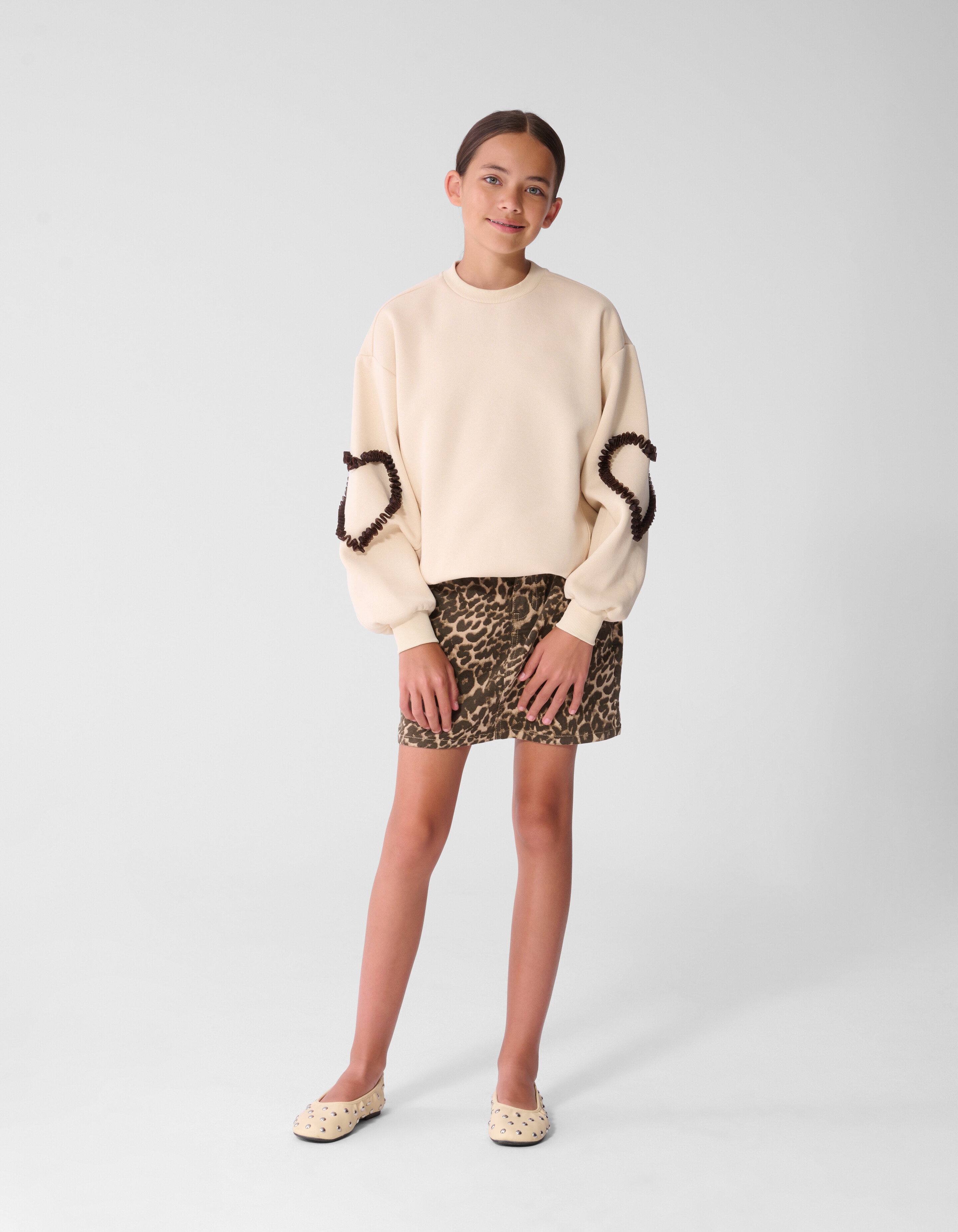 Balloon Fit Heart Sweater Gebroken Wit SHOEBY GIRLS