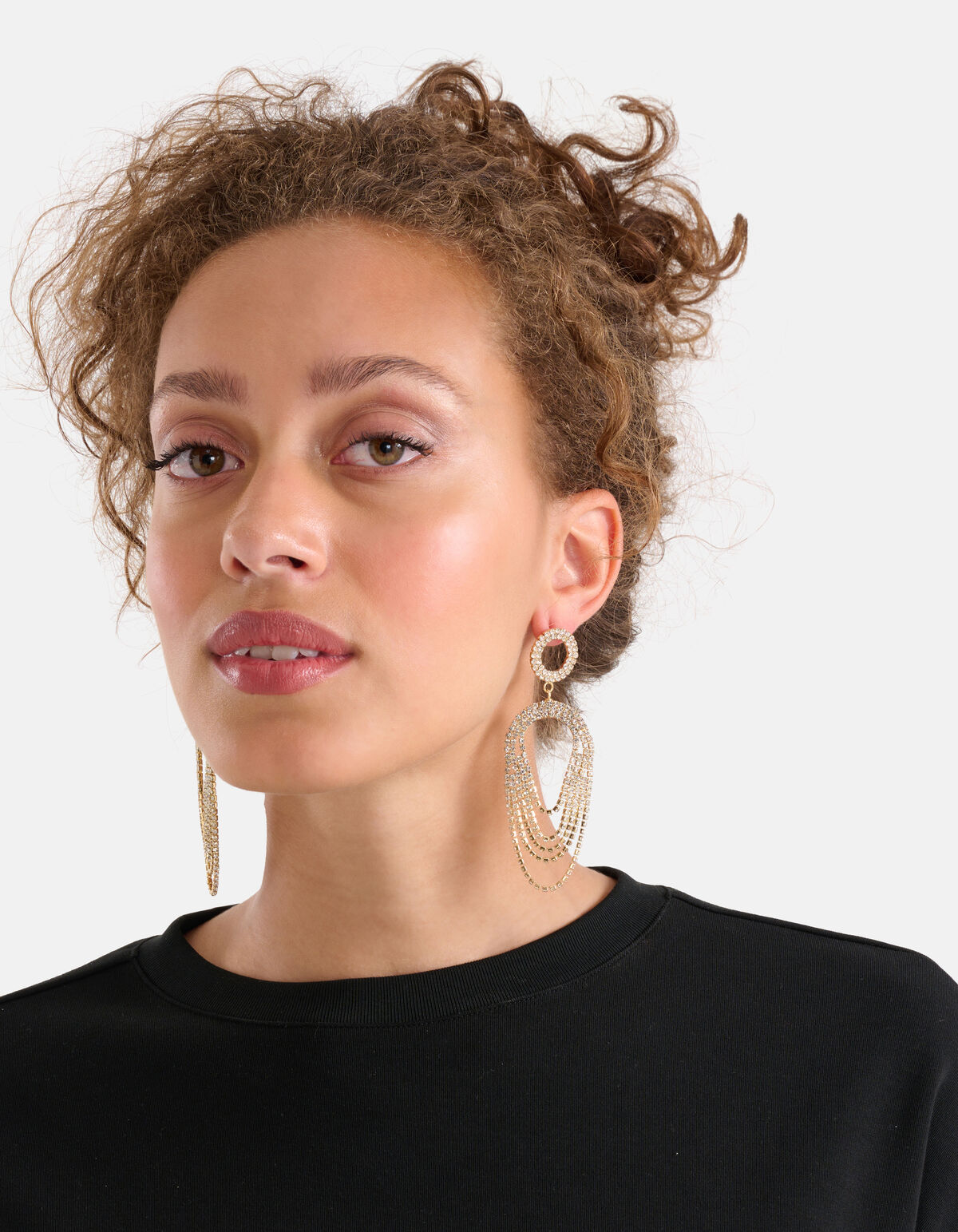 Strass Drape Oorbellen Zilver SHOEBY ACCESSOIRES