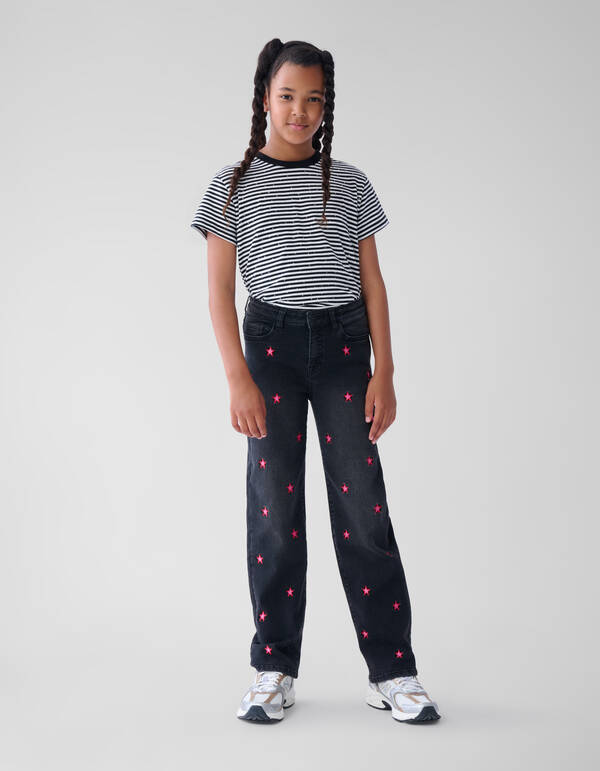 Straight Fit Heart Jeans Donkergrijs SHOEBY GIRLS