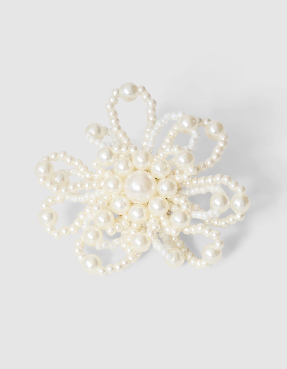 Statement Parel Flower Ring Gebroken Wit SHOEBY ACCESSOIRES