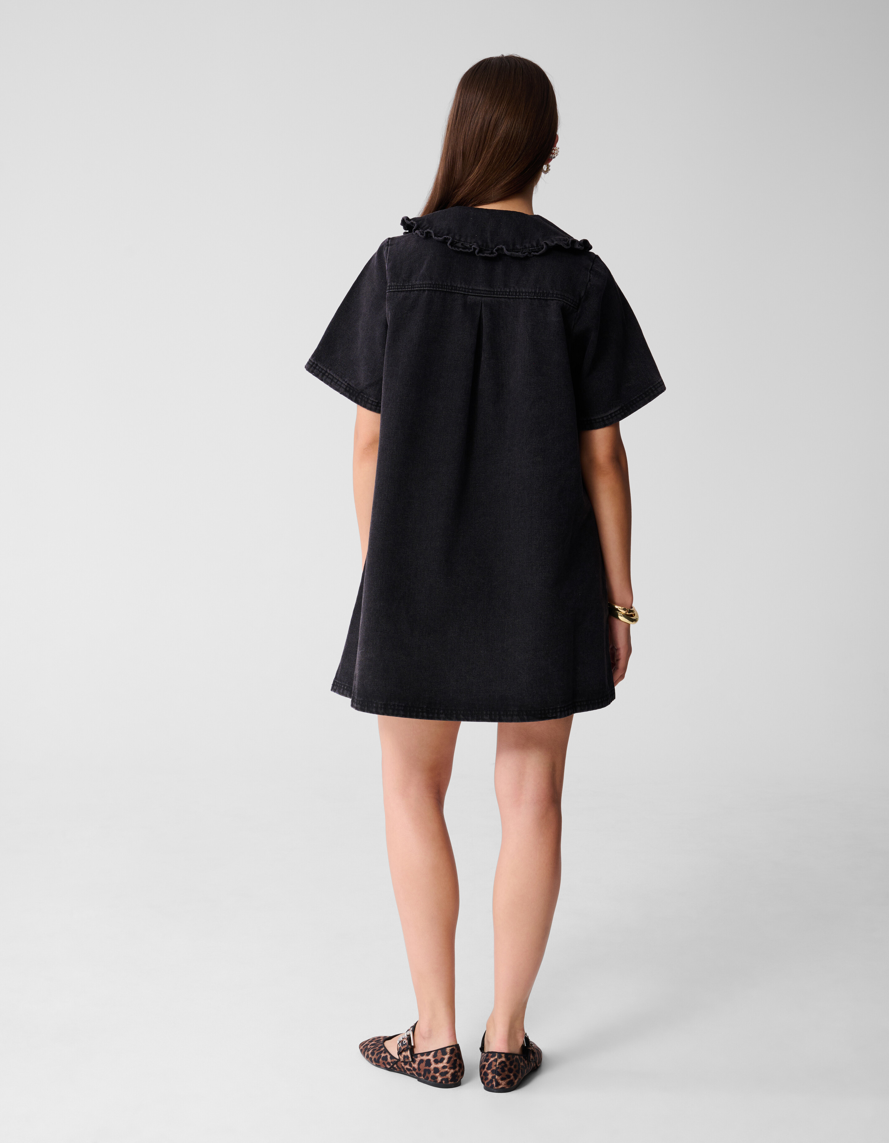 Denim Collar Midi Jurk Zwart SHOEBY WOMEN