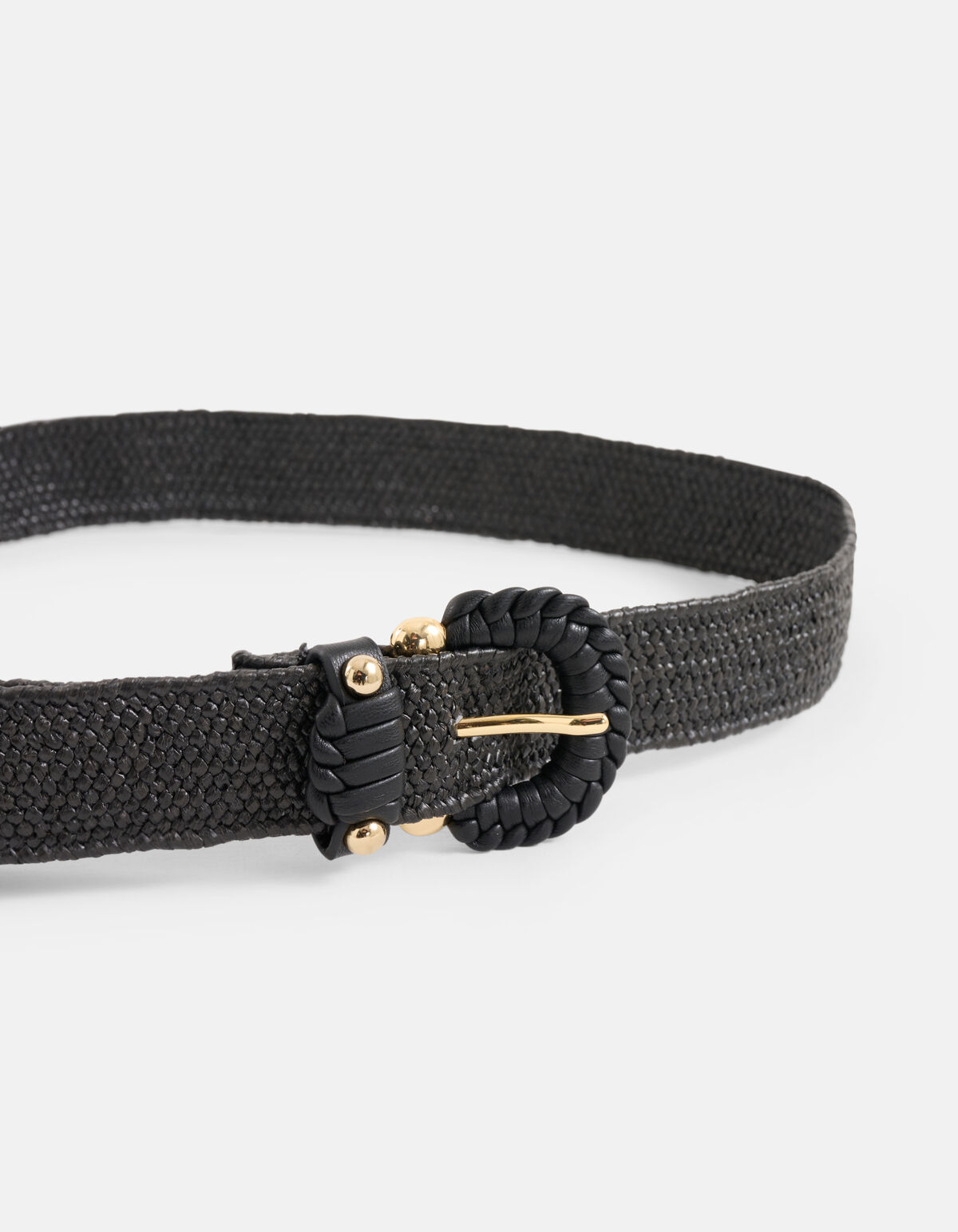 Smalle Raffia Riem Zwart SHOEBY ACCESSOIRES