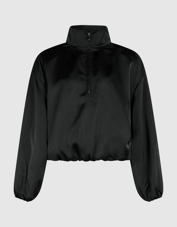 Satijnen Half Zip Top Zwart SHOEBY WOMEN
