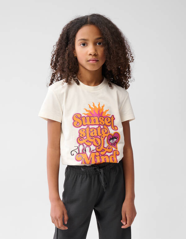 Glitter Artwork T-shirt Gebroken Wit SHOEBY GIRLS