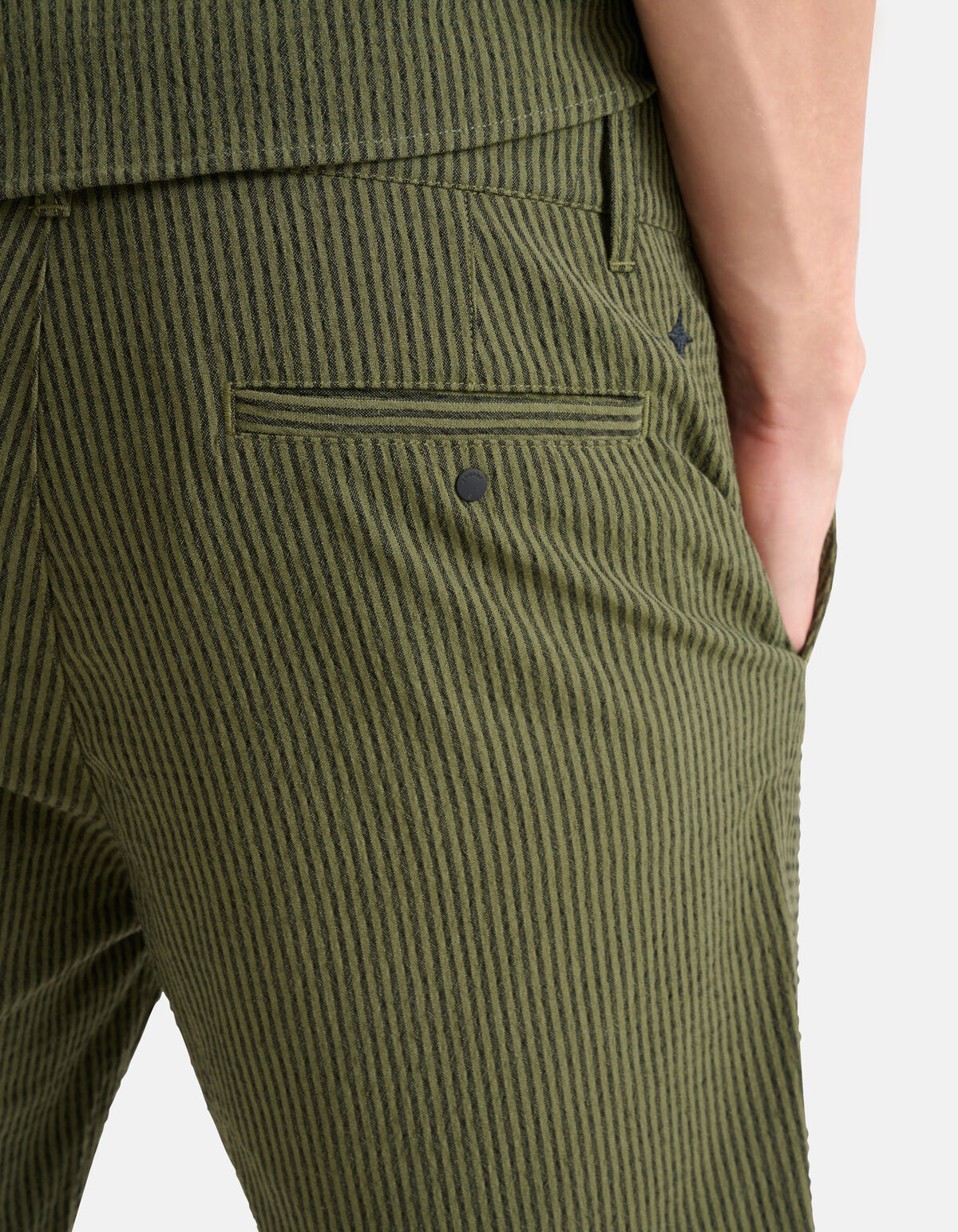 Gestreepte Seersucker Short Groen SHOEBY MEN