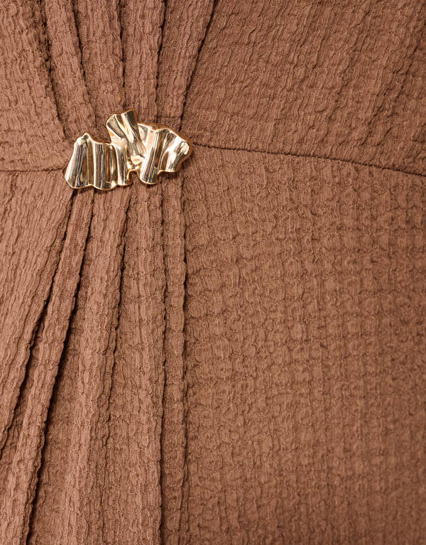 Organic Crinkle Maxi Jurk Bruin SHOEBY WOMEN