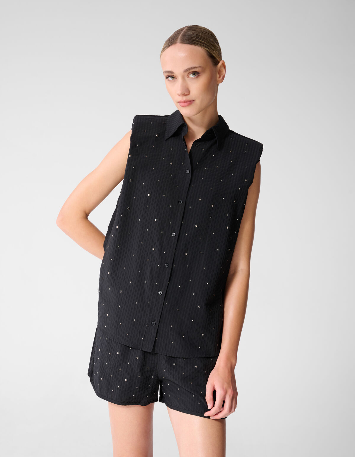 Strass Stripe Blouse Zwart SHOEBY WOMEN