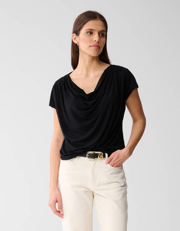 Gedrapeerde Top Zwart SHOEBY WOMEN