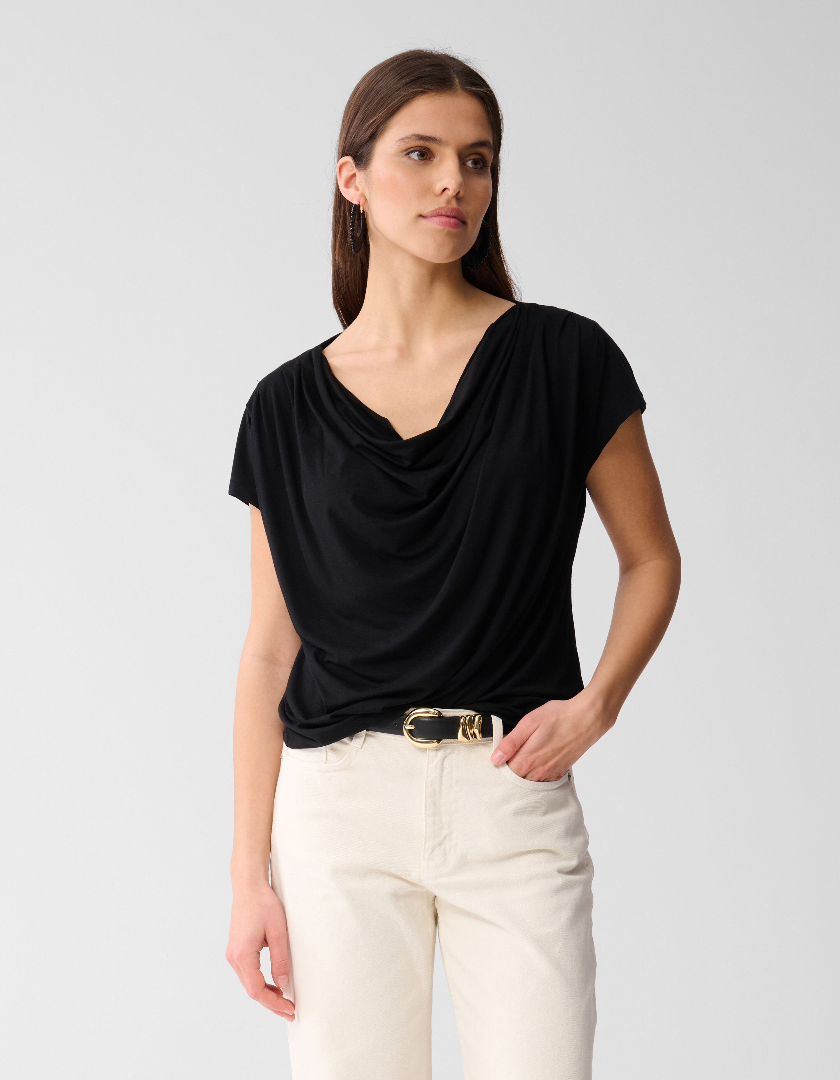 Gedrapeerde Top Zwart SHOEBY WOMEN