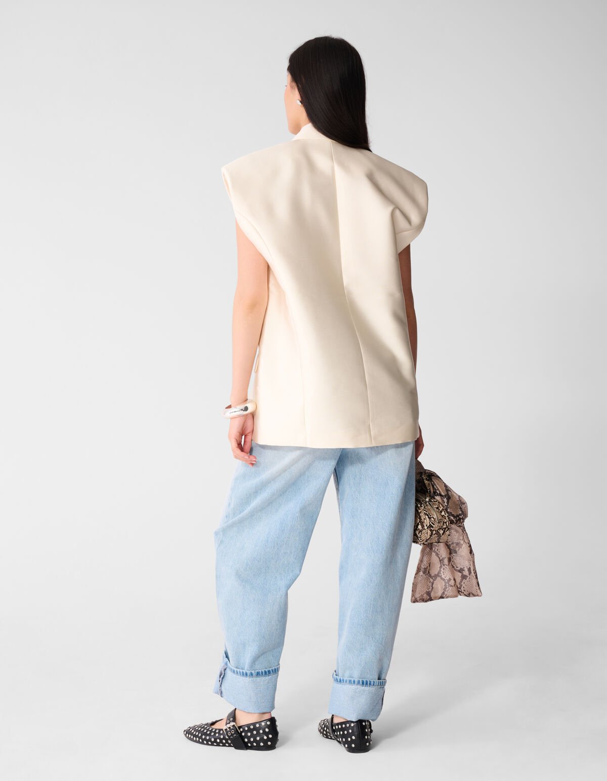 Oversized Sleeveless Blazer Gebroken Wit SHOEBY WOMEN