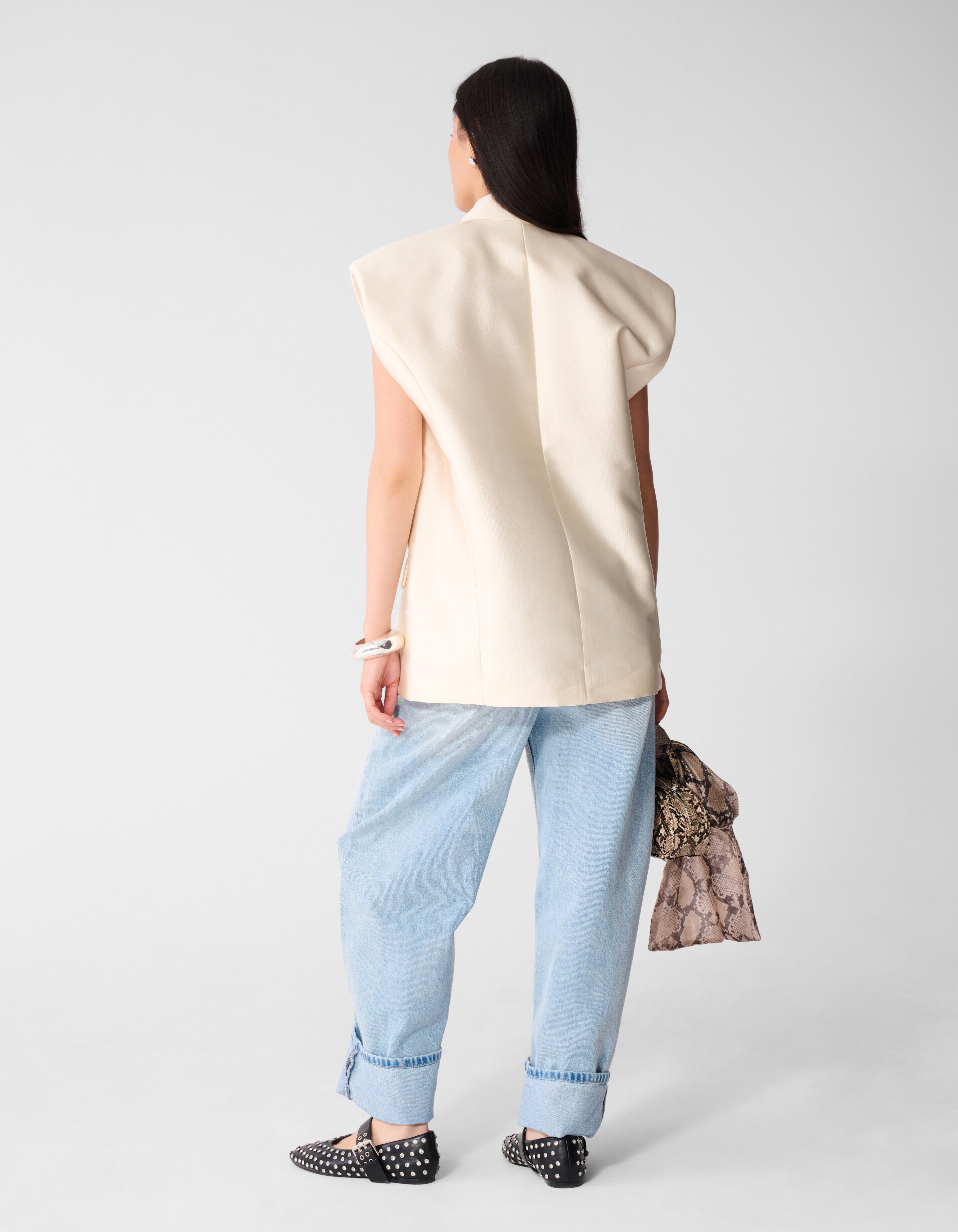 Oversized Sleeveless Blazer Gebroken Wit SHOEBY WOMEN